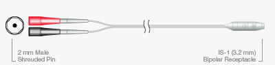 Temporary Extension Cable ATAR™ D-IS1 2Pace Series 2mm Shrouded Pin and IS-1 3.2mm Bipolar Receptacle