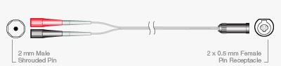 Temporary Extension Cable ATAR™ MDT Series 2mm Shrouded Pin and 2x 0.5mm Pin Receptacle