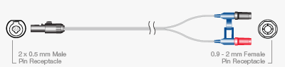 Temporary Extension Cable ATAR™ MDT2 Series 2x 0.5 Pin Receptacle and 0.9 - 2mm Pin Receptacle