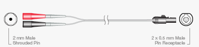 Temporary Extension Cable ATAR™ MDT3 Series 2mm Shrouded Pin and 2x 0.5mm Pin Receptacle